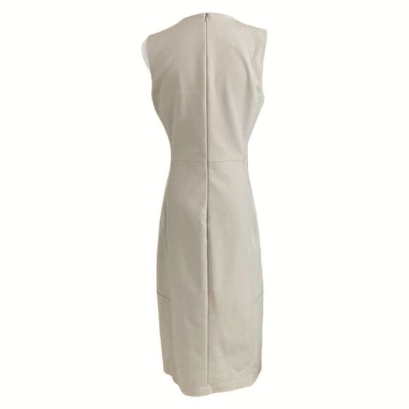 JUDITH & CHARLES BEIGE CREAM SLEEVELESS SHEATH MIDI FORMAL DRESS - 6 - Picture 3 of 8